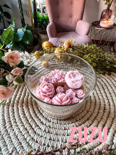 ŚWIECZKA NATURALNA W SZKLE KWIATY