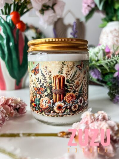 Świeca sojowa w słoiczku palo santo