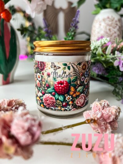 Świeca sojowa w słoiczku malina