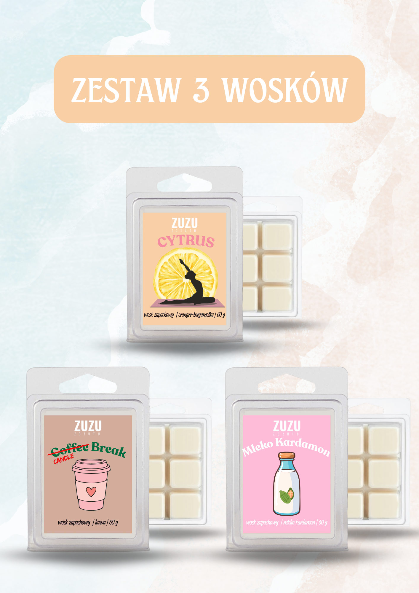 Zestaw 3 wosków zapachowych - rytuał dnia