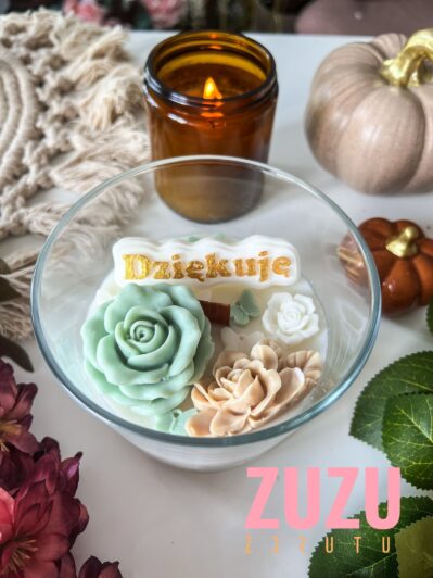 Mała świeca szałwiowa róża