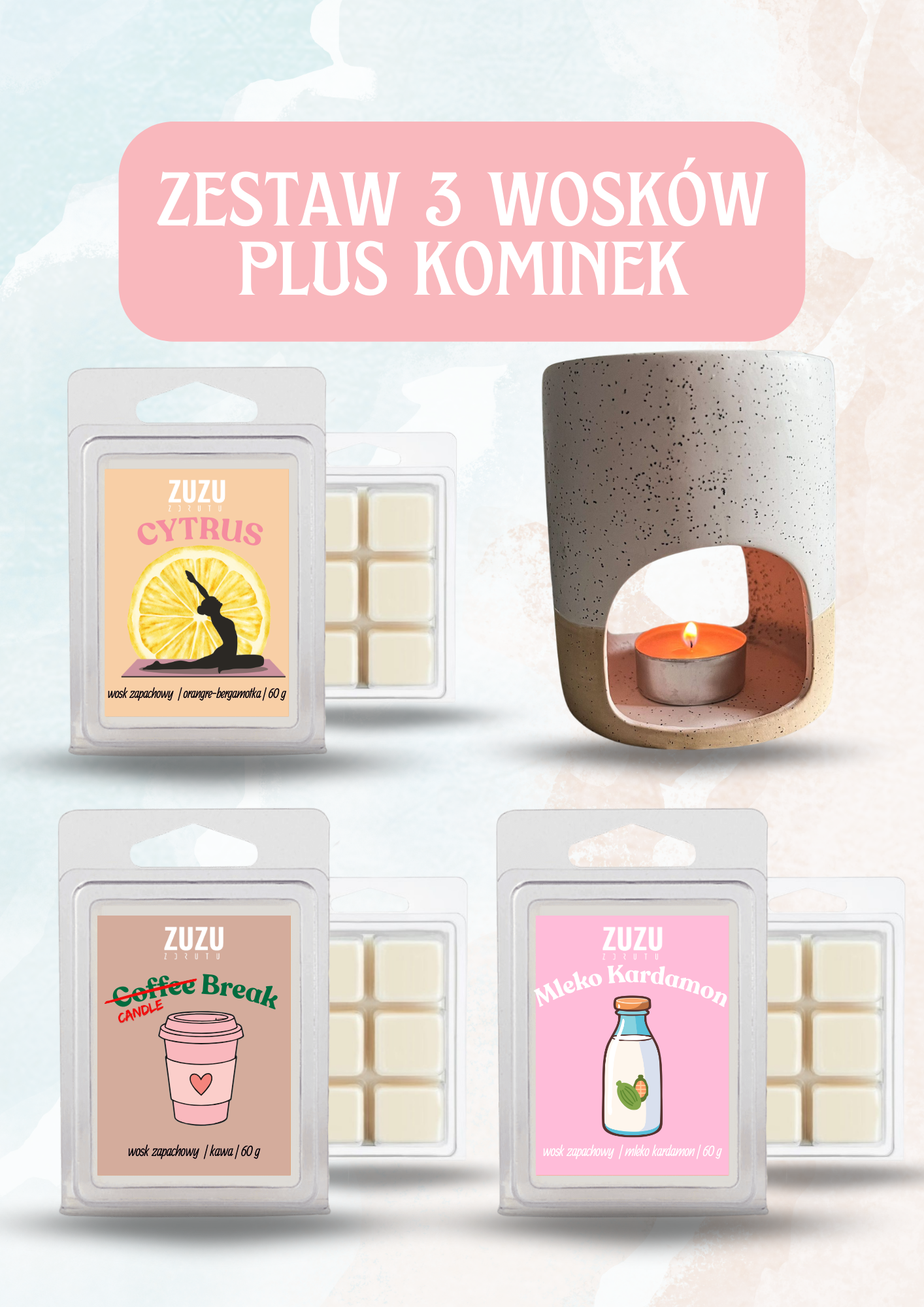 Zestaw 3 wosków plu kominek - rytuał dnia