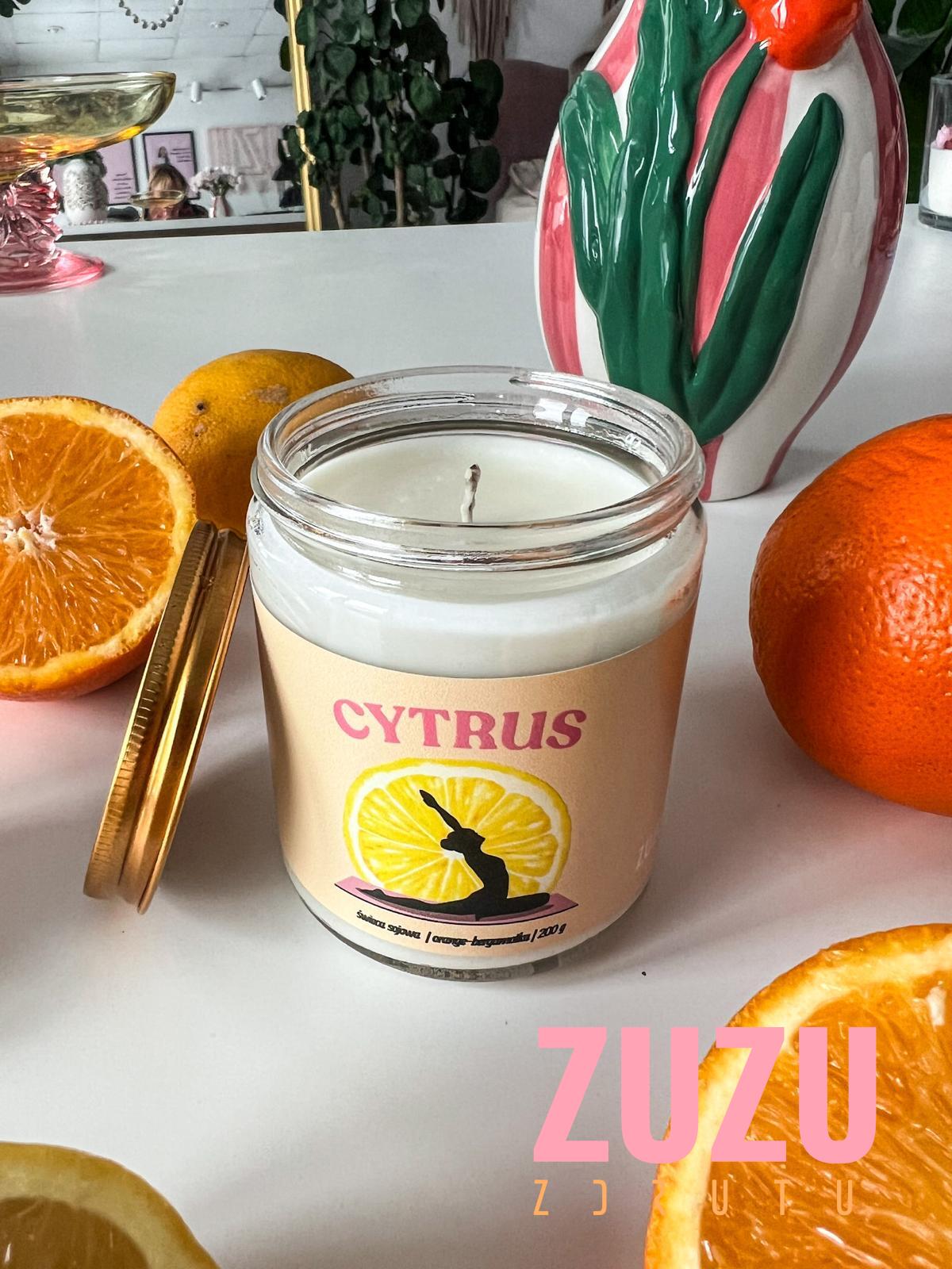świeca sojowa w słoiczku cytrus bergamotka