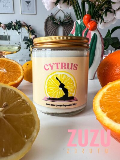 świeca sojowa w słoiczku cytrus bergamotka