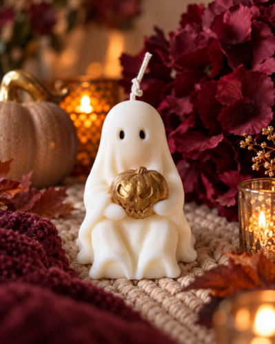 Świeca sojowa duszek z dynią halloween