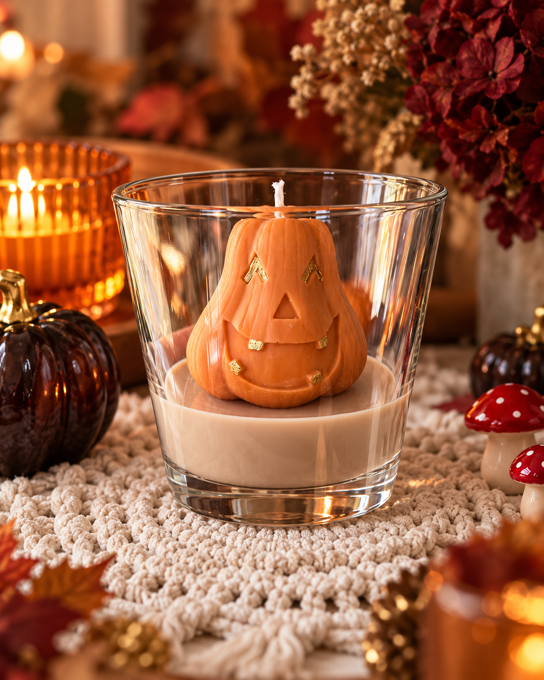 świeca na halloween dynia pomarańcz